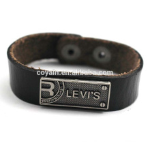 Customize Engraved Alloy Tag Wrap Leather Bracelet Wholesale